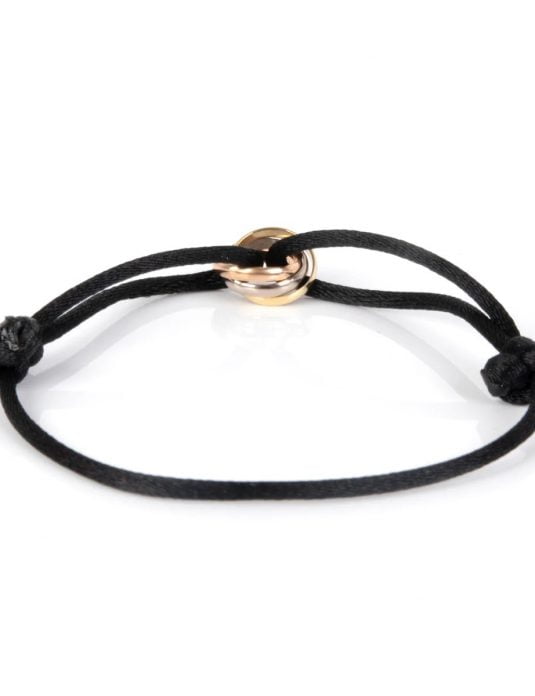 Bracelet Trinity en or 18 carats et soie