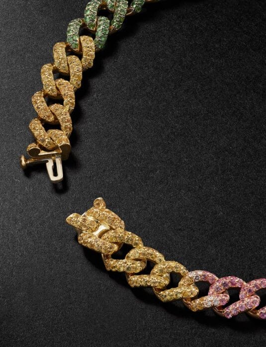 Bracelet à maillons cubains en or 18 carats et pierres de diamant