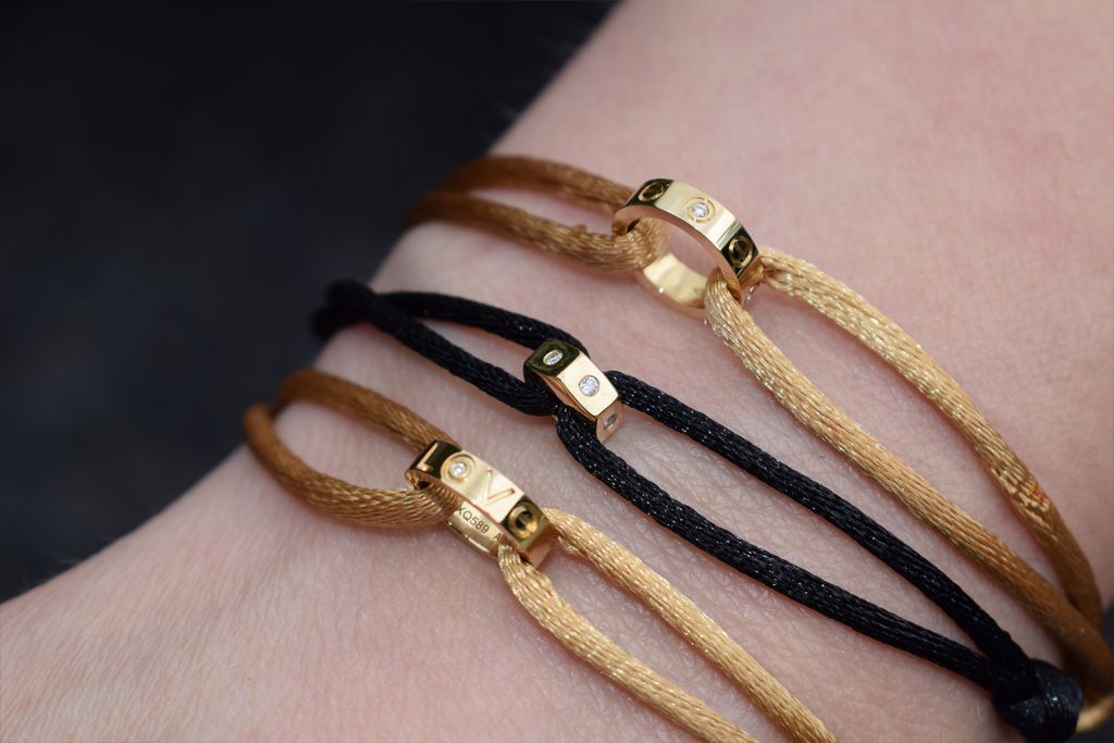 Bracelet Love en or 18 carats, soie oj exclusive