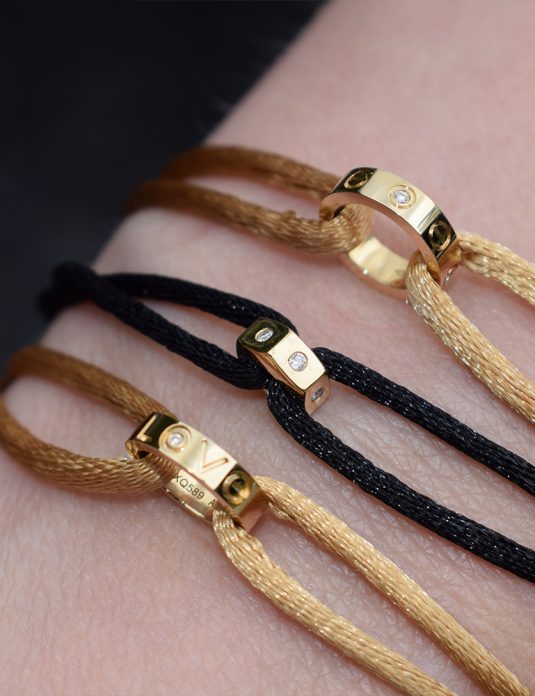 Bracelet Love en or 18 carats, soie oj exclusive