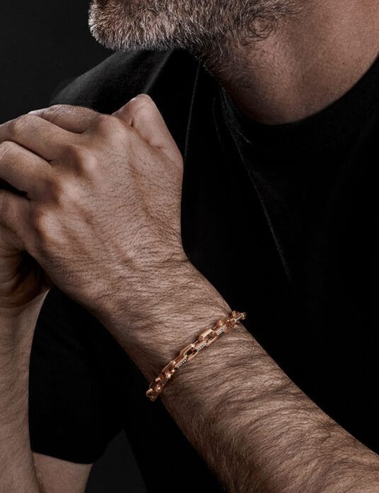 Bracelet à maillons en or rose 18 carats avec diamants 1