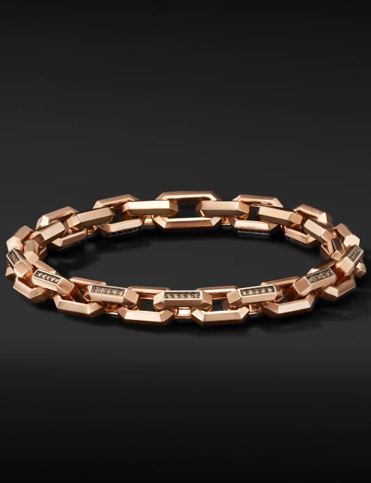 Bracelet à maillons en or rose 18 carats avec diamants