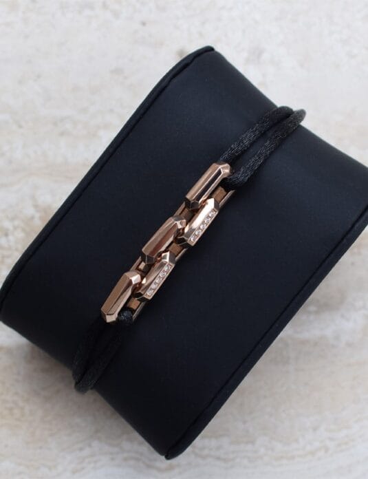 18k rose gold link silk bracelet diamonds
