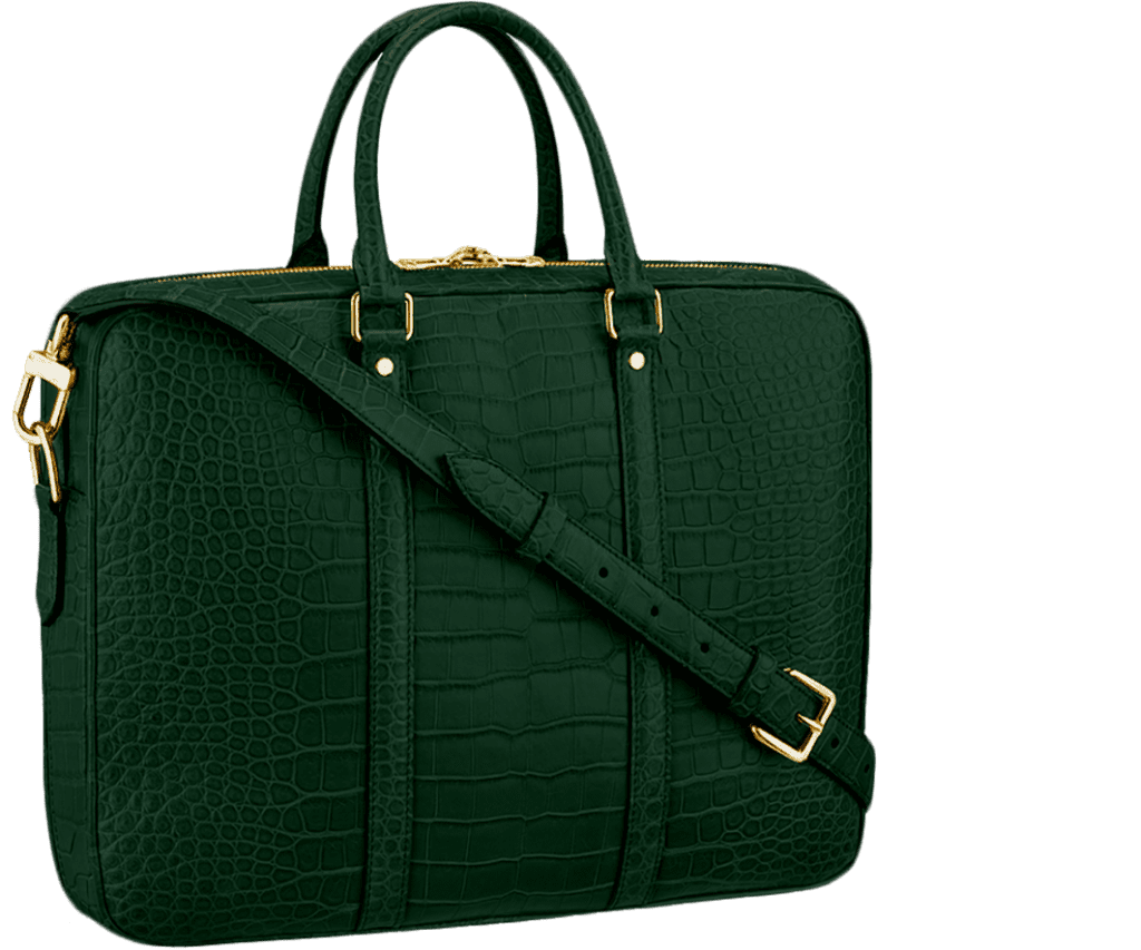 حقيبة تمساح خضراء داكنة
