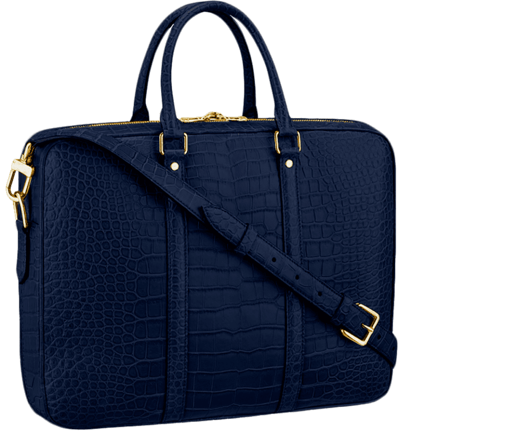 حقيبة تمساح زرقاء داكنة