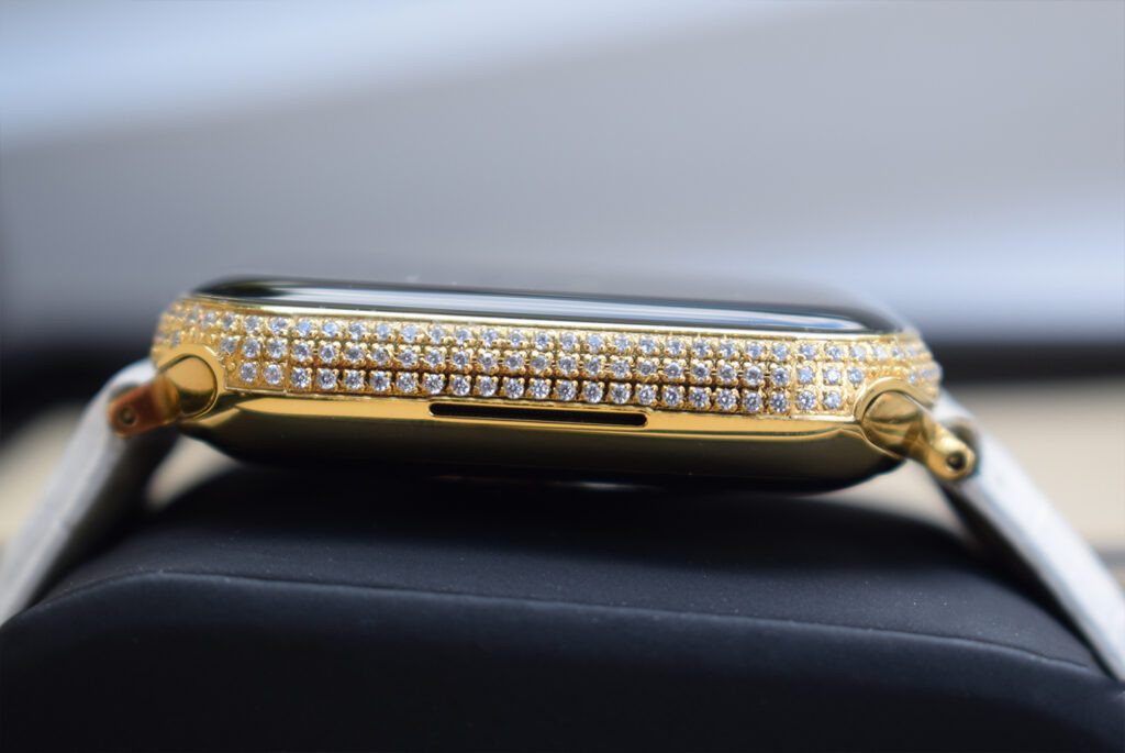24k gold apple watch 8 diamonds crocodile