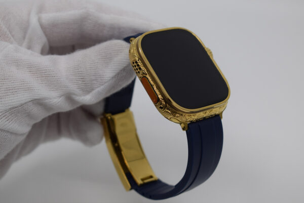 24k gouden Apple Watch Ultra 2 blauwe Rolex