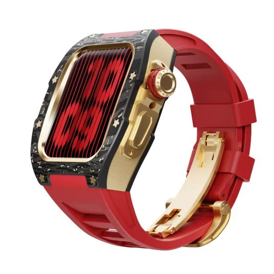24k gold apple watch ultra case carbon gold red strap