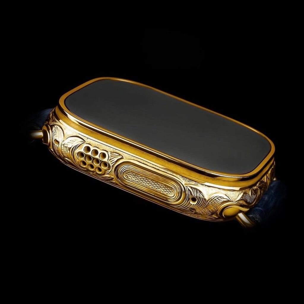 24k gold apple watch ultra crocodile BLUE