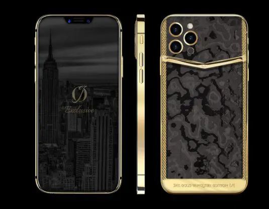 24k gold iphone 12 pro carbon camo vanquish full