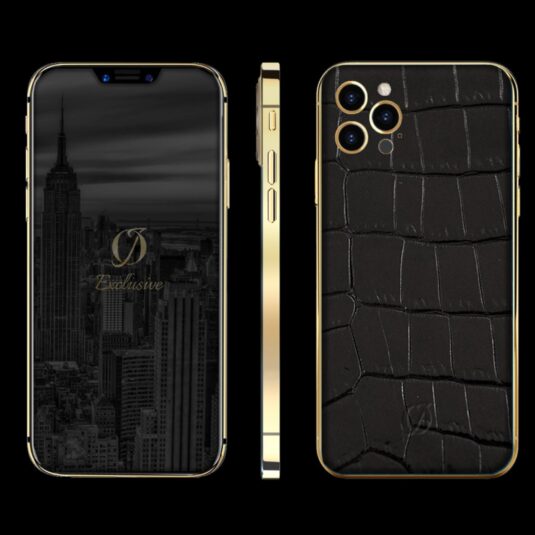 24k gold iphone 12 pro crocodile black full