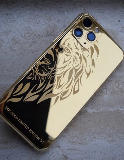 24k gold iphone 12 pro max tiger engraving