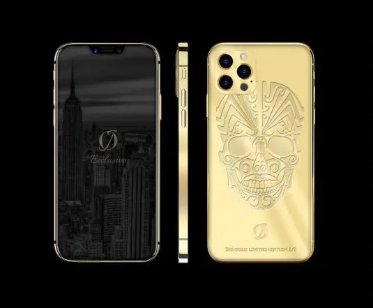 24k gold iphone 12 pro skull