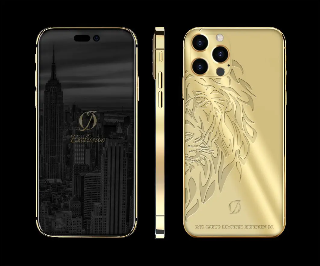 custom iphone 14 pro 24k gold engraving lion