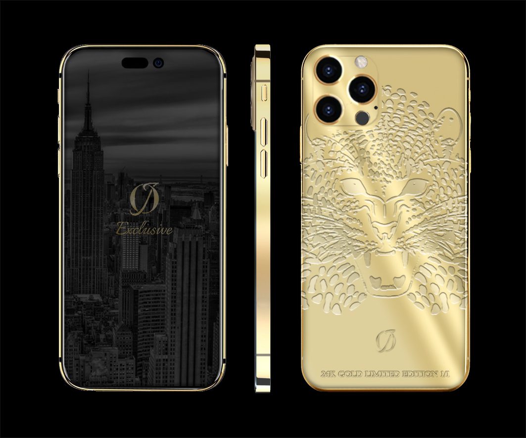 custom iphone 14 pro 24k gold engraving tiger