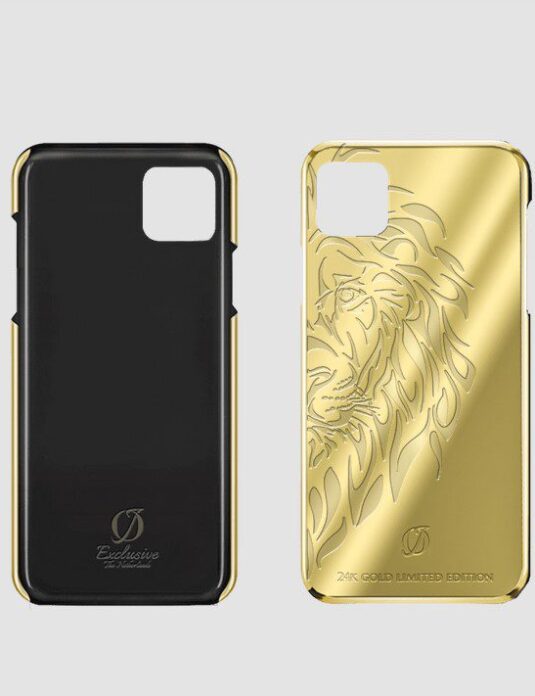 24k gold iphone case 14 pro max lion engraving