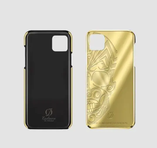 24k gold iphone case 14 pro max skull engraving