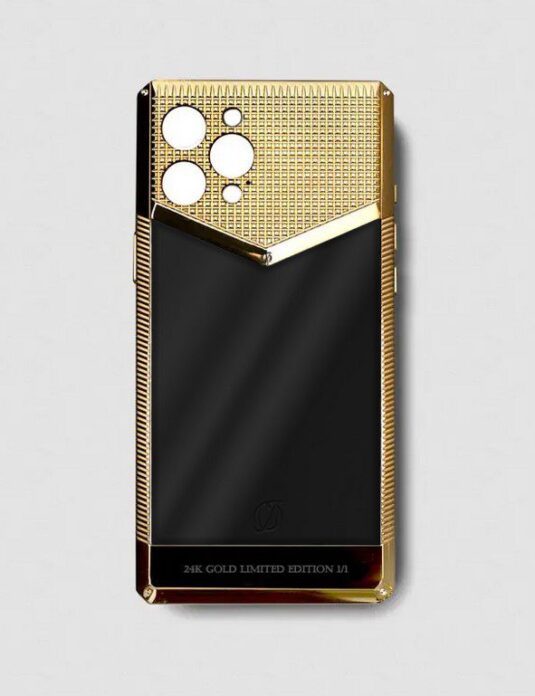 24k gold metal iphone case 14 pro max black middle