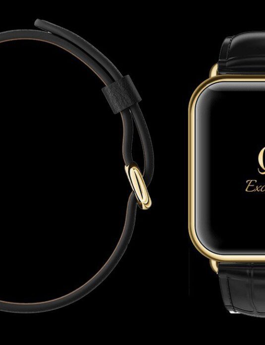 سوار ساعة أبل 8 مطلي بالذهب عيار 24 قيراطًا مع نقش جلد التمساح الأسود