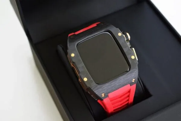 24k rose gold apple watch case rm red strap