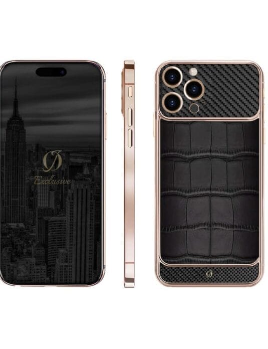 24k rose gold iphone 15 pro max carbon crocodile