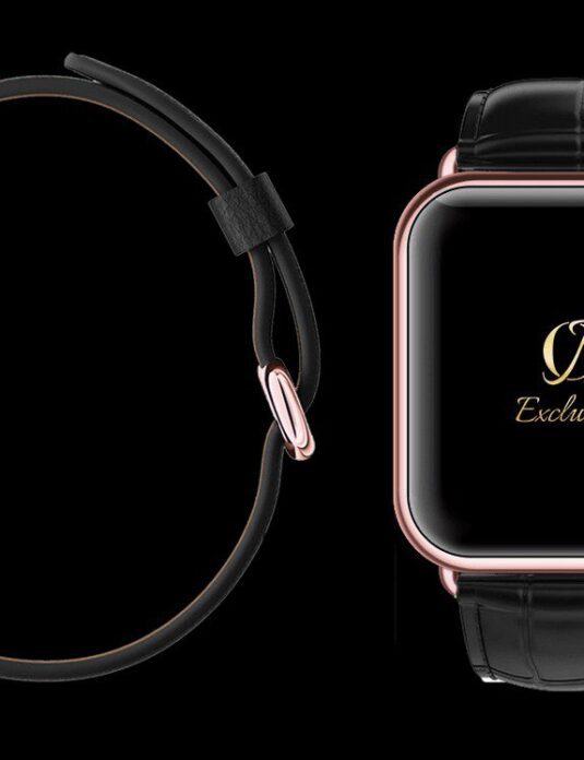 24k rose gold plated apple watch 8 black crocodile strap 1
