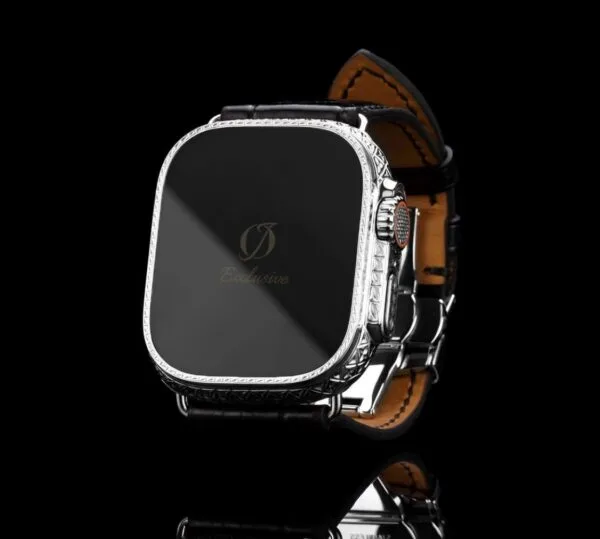 24k white gold apple watch ultra crocodile