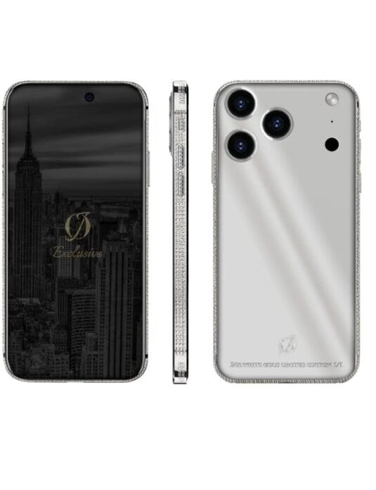 24k-white gold-iphone-17-pro max diamonds