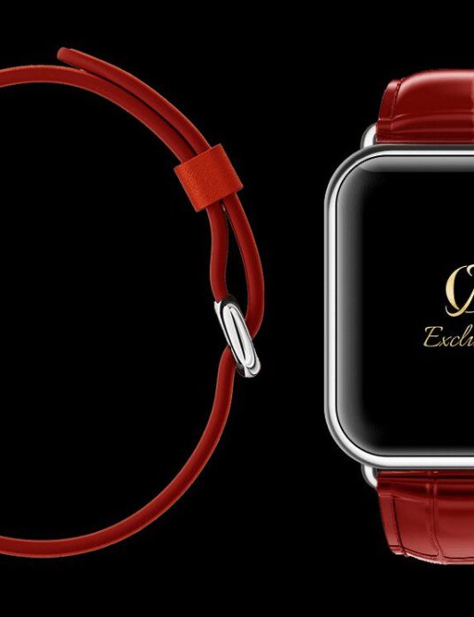 24k white gold plated apple watch 8 red crocodile strap 1