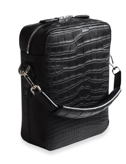 SAC BANDOULIÈRE EN CROCODILE NOIR OJ
