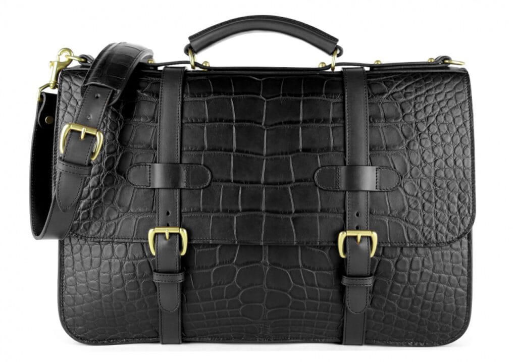 Mallette en alligator noir, design anglais, devant