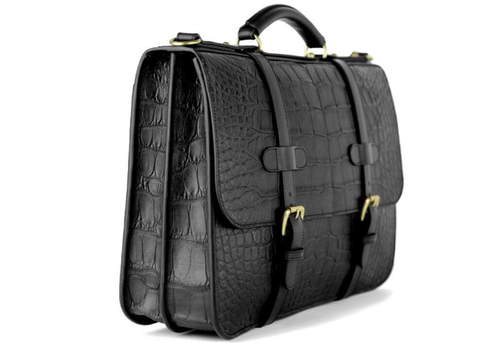 Mallette en alligator noir design anglais