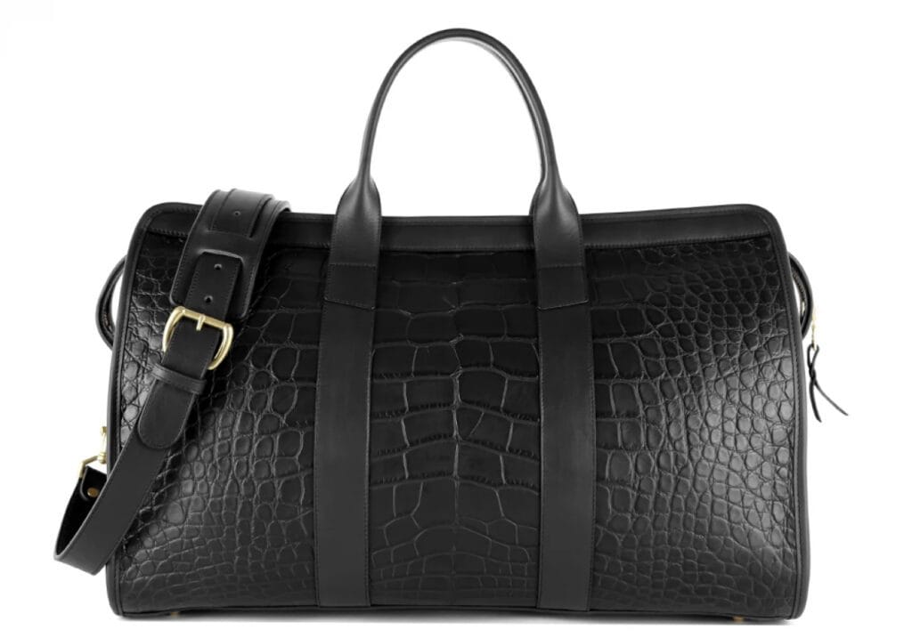 Black alligator duffle bag