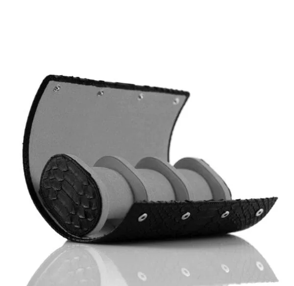Black python watch roll with grey interior oj eclusive