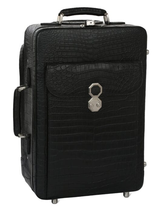 Custom Black Crocodile Baggage Trolley flap