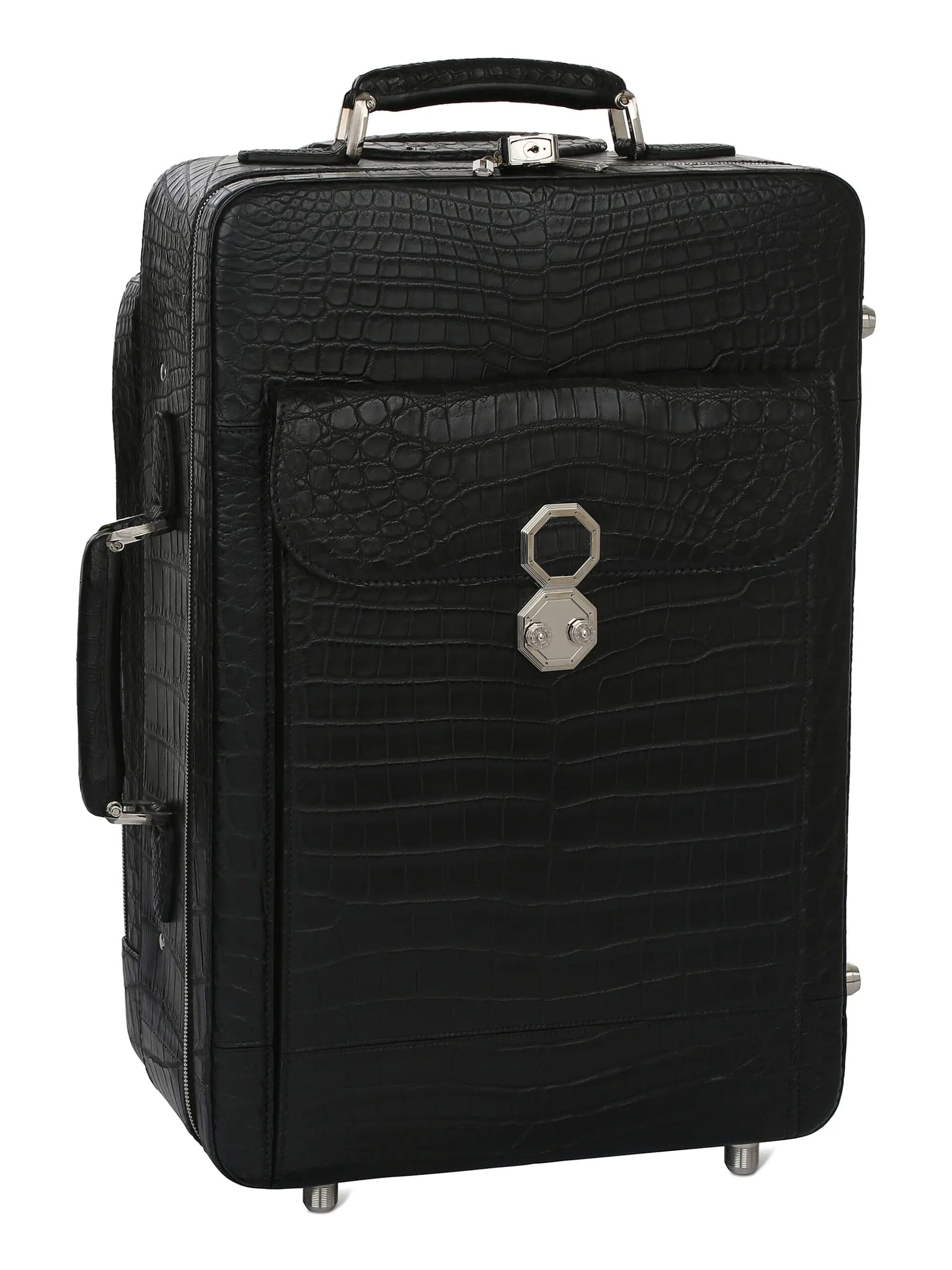 Custom Black Crocodile Baggage Trolley flap