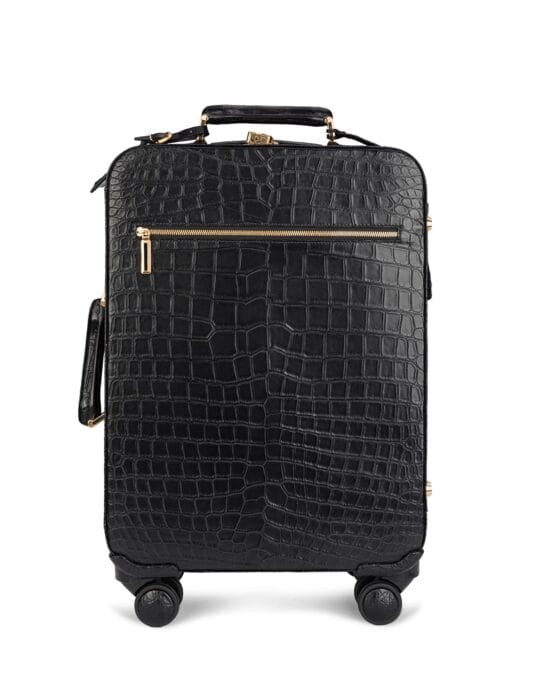 Custom Black Crocodile Baggage Trolley front