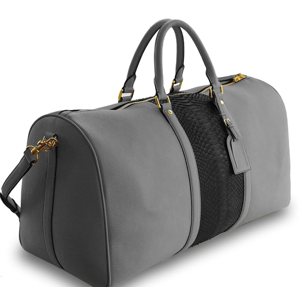 Grey togo duffle bag with python2
