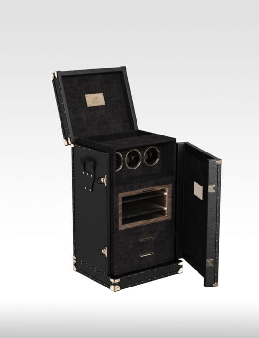 Leather Watch Winder box with humidor black (1)
