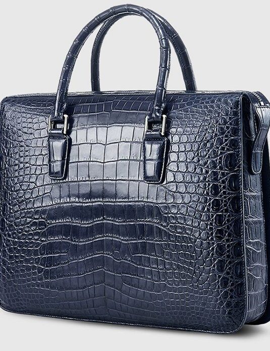 Luxury blue Alligator Business Briefcase for Men7