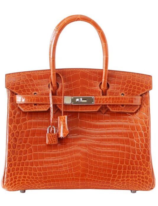 Bolso de mano de cocodrilo naranja