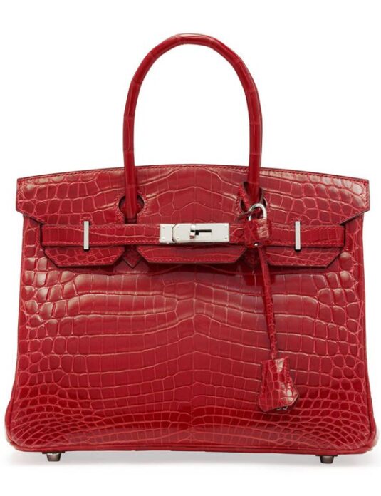 حقيبة يد من جلد التمساح الأحمر