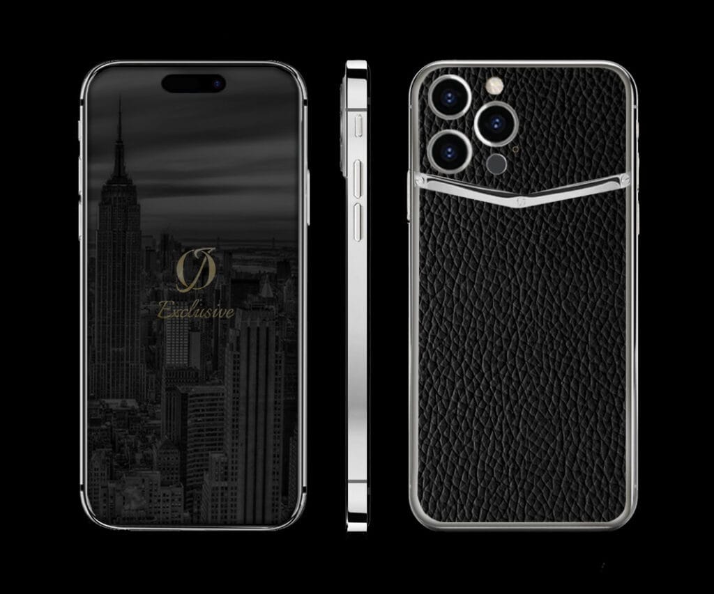 SILVER IPHONE 14 PRO MAX BLACK LEATHER