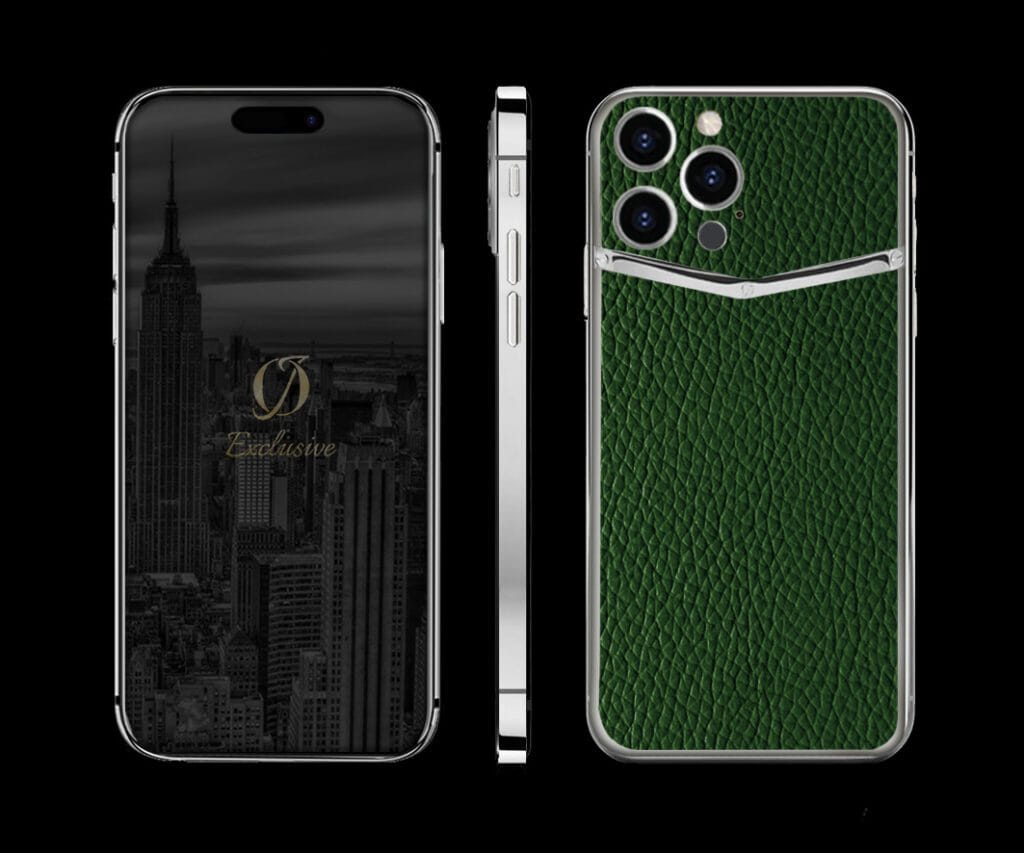 SILVER IPHONE 14 PRO MAX GREEN LEATHER
