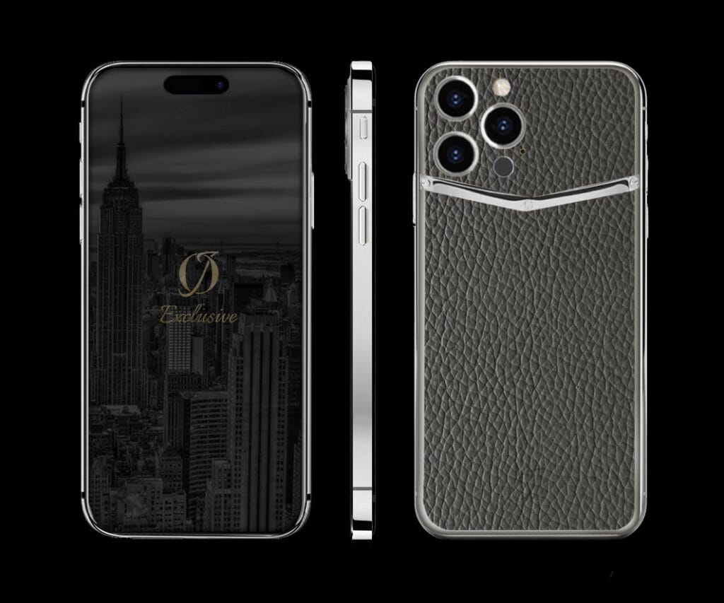 SILVER IPHONE 14 PRO MAX GREY LEATHER