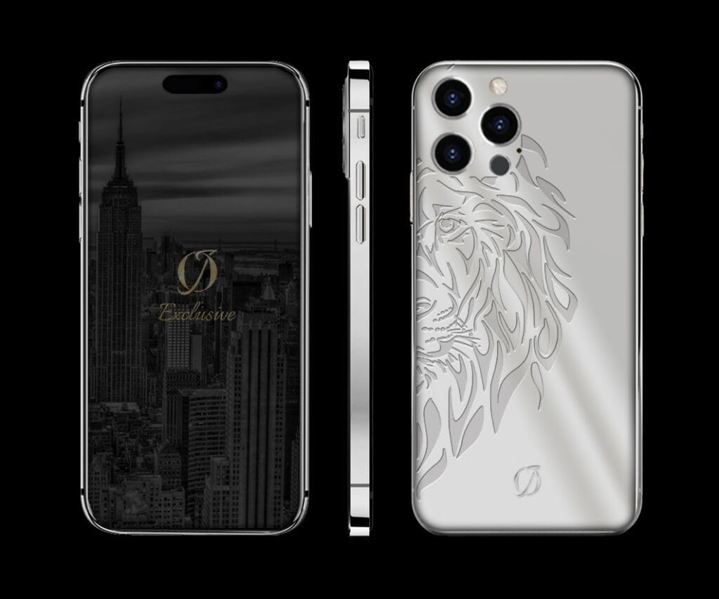 SILVER IPHONE 14 PRO MAX LION DESIGN