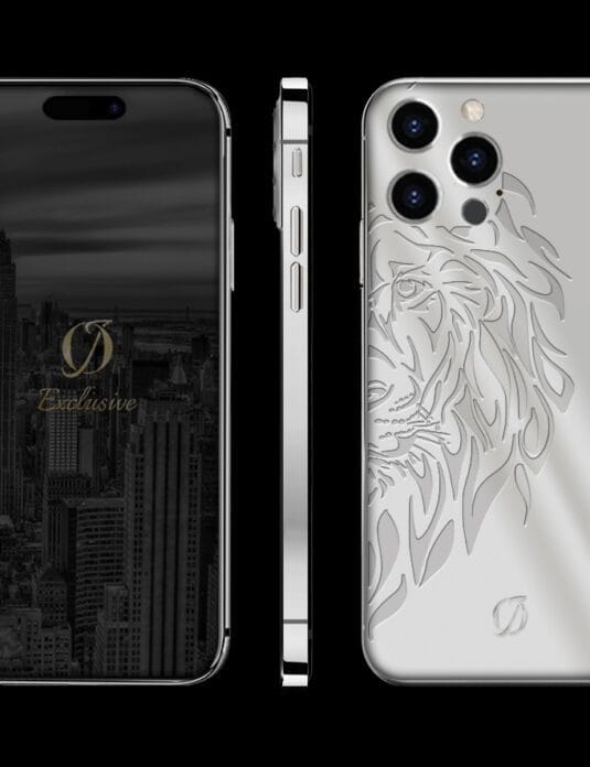 SILVER IPHONE 14 PRO MAX LION DESIGN
