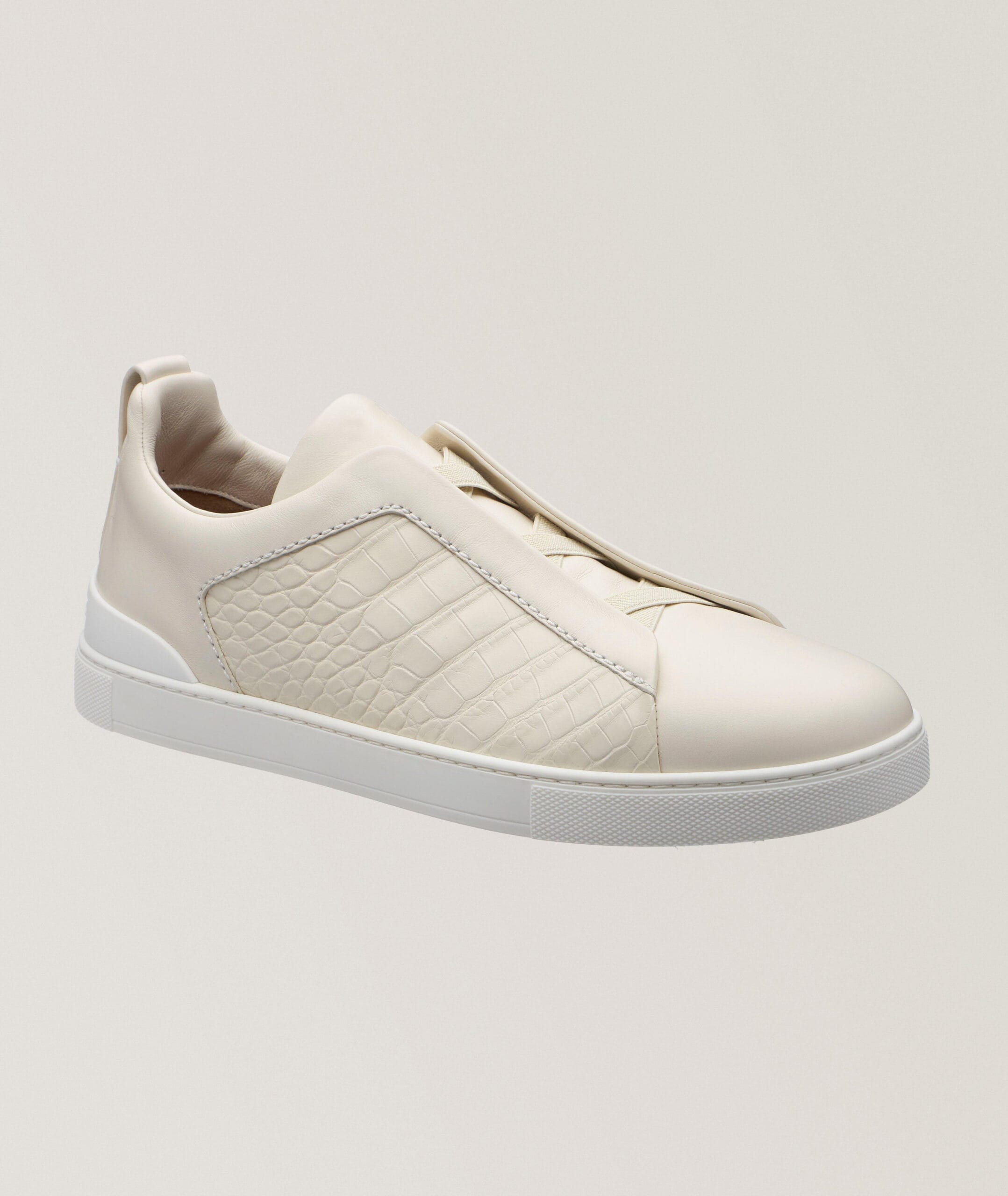 zegna crocodile triple stitch sneakers