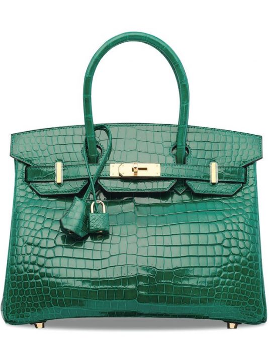حقيبة يد من جلد التمساح الأخضر
