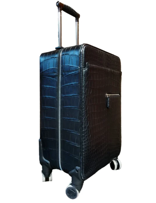 black alligator luggage side